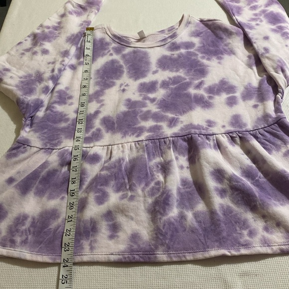 BP Purple Orchid Tie-Dye Ruffled Peplum Waist Sweatshirt Size Large - Picture 9 of 10